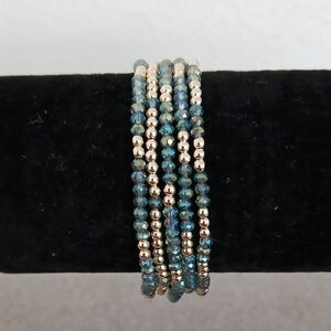 Gold Iredescent Beaded Bracelet Set Of 5